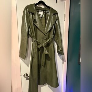 Pleather Green Leith Trench Coat in EUC